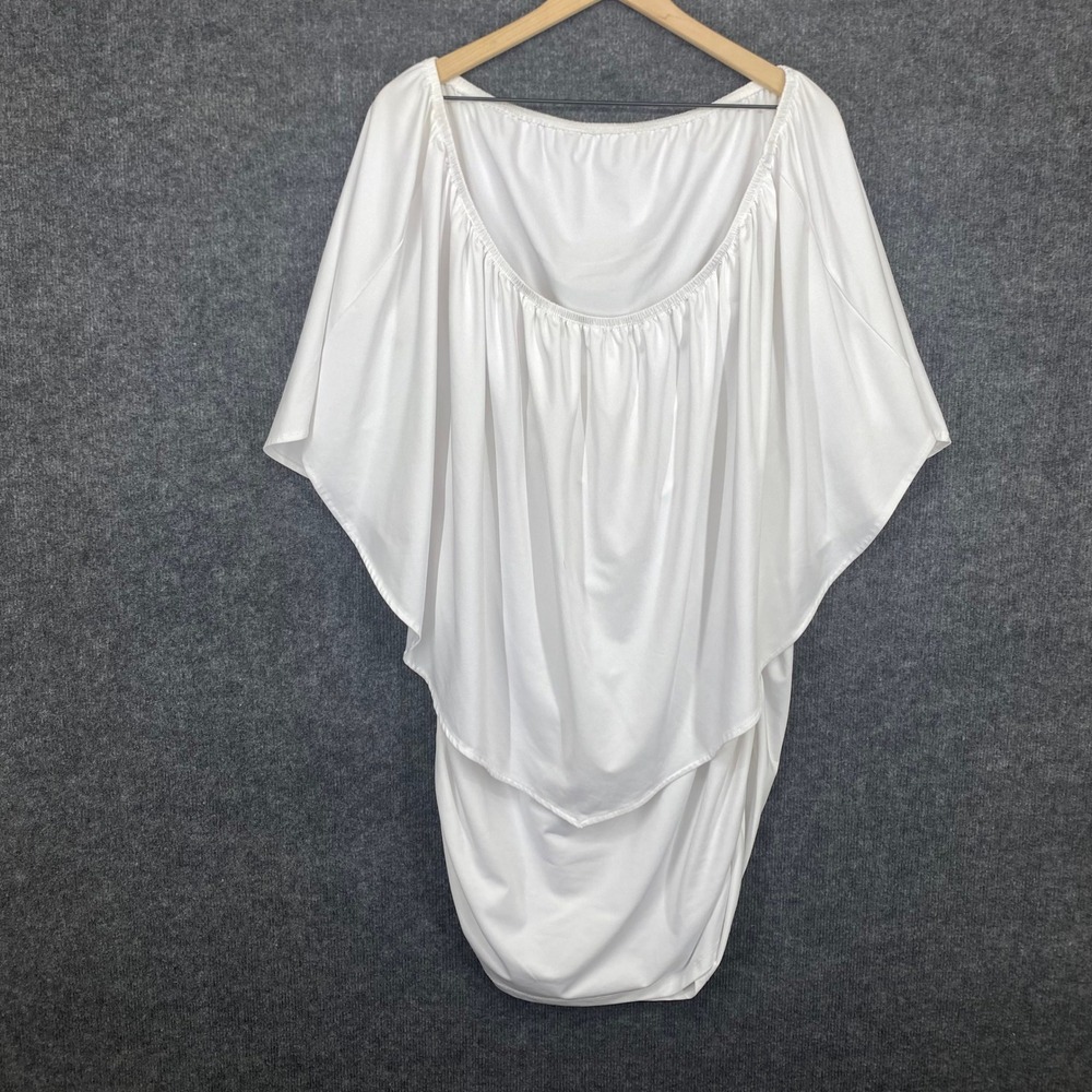 White Off The Shoulder Draped Bodycon Mini Dress Ruched Plus Size 3XL